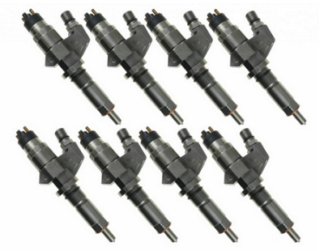 Bosch Remanufactured Fuel Injector Set – For 2001-2004.5 Duramax LB7 (8 Pieces) – 1-Year Warranty