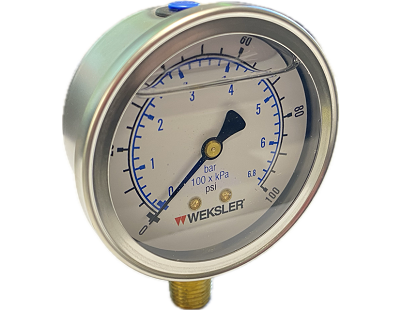 Fuel Pressure Gauge - 2.5" Glycerine Filled 100psi/bar
